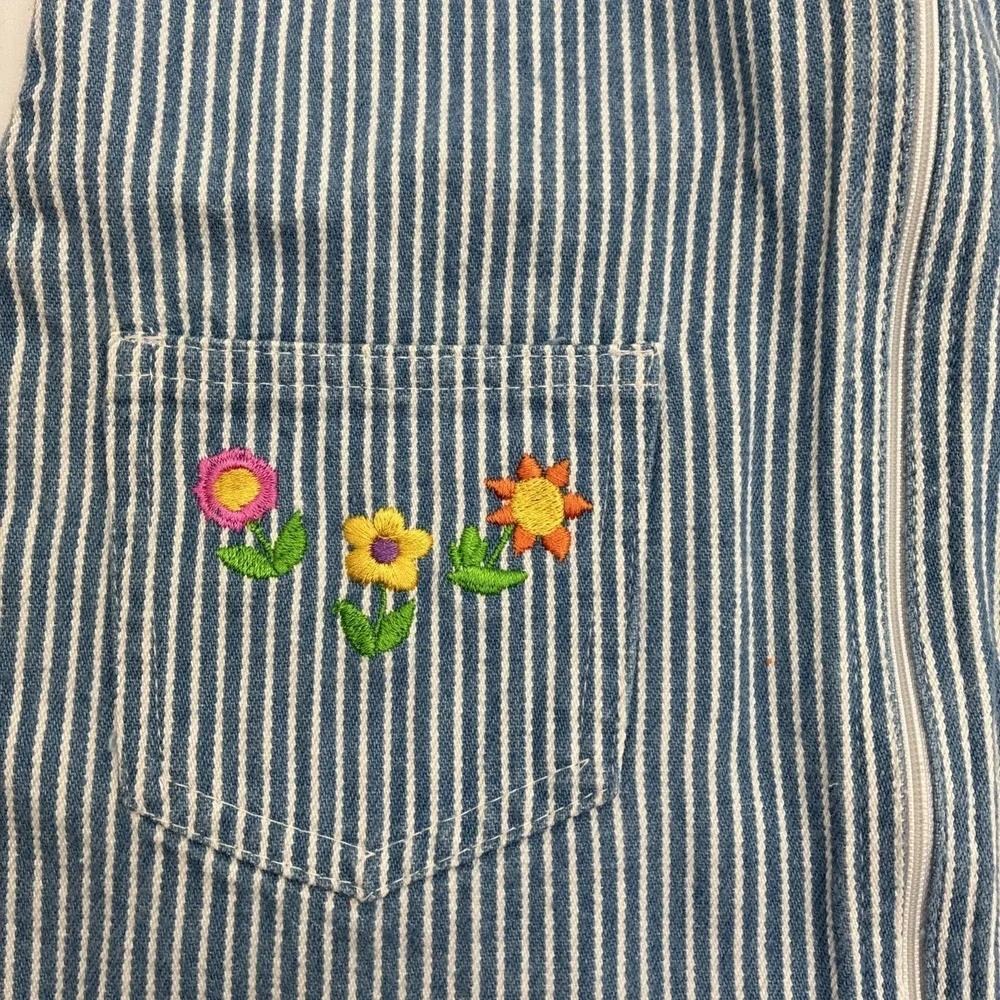 Sonoma Jean Company Girls 4T Stripe Floral Embroidered Zipper Jumper Dress